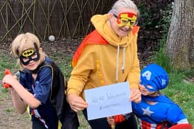 Dr Kat Bilbrough, on the psychology team at the congenital heart unit at Leeds General Infirmary, taking part in the #LeedsHearts challenge with her sons Elijah and Jude.