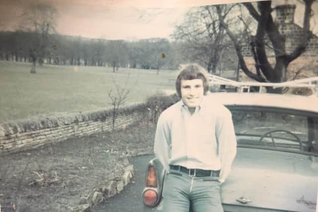SETTING OFF -  Leeds United fan Nigel Chambers, pictured in 1970 before leaving Yeadon for Leipzig in East Germany