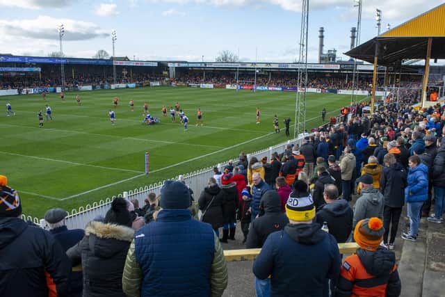 15 March  2020 .....    Castleford Tigers v  St Helens. Super League.
Fans watch the Tigers taking on the Saints at the Jungle on Weldon Road in Castleford. Picture Tony Johnson