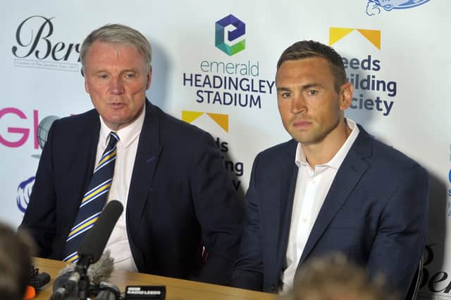 Gary Hetherington and Kevin Sinfield. Picture: Tony Johnson.