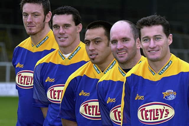 Leeds Rhinos' 2002 recruits (left to right) Wayne McDonald, Matt Adamson, Willie Poching, Adrian Vowles and Ben Walker. Picture by Mel Hulme.