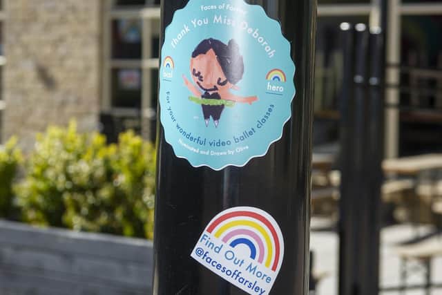 One of the stickers celebrating a local dance teacher. Picture: Tony Johnson