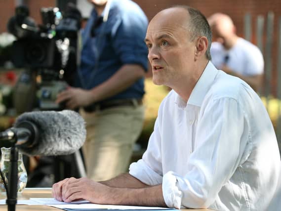 Dominic Cummings, senior aide to Prime Minister Boris Johnson, makes a statement inside 10 Downing Street, London, following calls for him to be sacked over allegations he breached coronavirus lockdown restrictions. Photo: PA