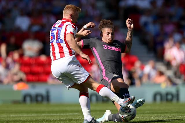CHANGING ROLES: For Leeds United midfielder Kalvin Phillips, right, pictured challenging Stoke City's Mark Duffy in August's 3-0 win at the Bet365 Stadium. Photo by Lewis Storey/Getty Images.