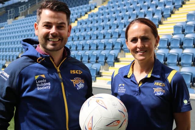 GAME OVER: Leeds Rhinos’ netball director Anna Carter, pictured right with Dan Ryan, says she understands the cancellation of the 2020 Superleague season but says it is important the momentum around the sport keeps going until next term.
