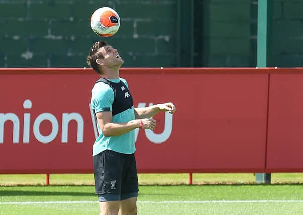 LIVERPOOL, ENGLAND - MAY 27: (THE SUN OUT, THE SUN ON SUNDAY OUT)  James Milner of Liverpool during a training session at Melwood Training Ground on May 27, 2020 in Liverpool, England. (Photo by John Powell/Liverpool FC via Getty Images)