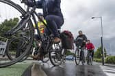 Cycling in Leeds.