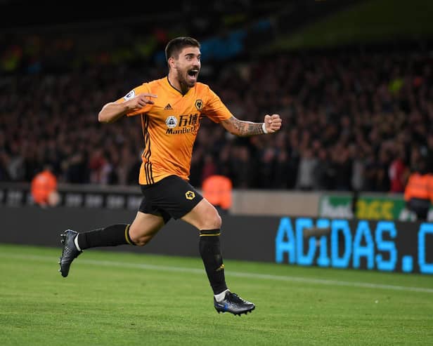 CLASS ACT: Ruben Neves celebrates his equalising goal for Wolves during August's 1-1 draw against Premier League visitors Manchester United. Photo by Shaun Botterill/Getty Images.
