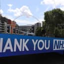 HEROES: A thank you NHS sign at Wembley Park. Photo by Catherine Ivill/Getty Images.