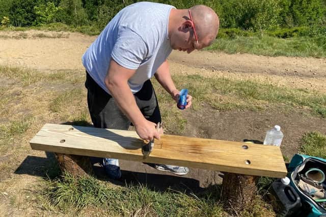 Luckily, joiner Kenny Harrison, one of Tony's best friends, was able to fix the the bench. Photo provided by Claire Sharma.