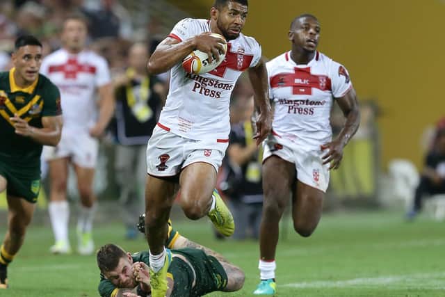 Kallum Watkins in action for England against Australia in the 2017 World Cup final. Picture: Tertius Pickard/SWpix.com/PhotosportNZ.