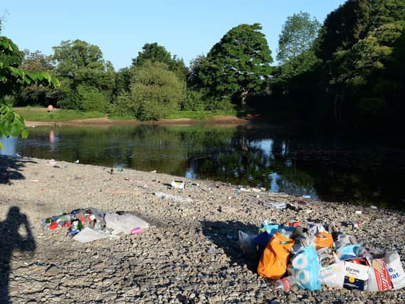 Rubbish left behind by day trippers to Ilkley's Pebble Beach on the River Wharfe, Ilkley, West Yorkshire during the coronavirus pandemic (Photo: Simon Wilkinson/SWpix.com)