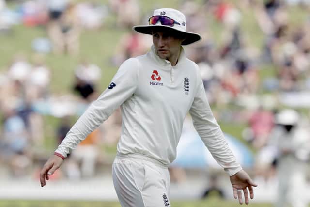 England captain Joe Root pictured playing against New Zealand at Seddon Park in Hamilton, New Zealand. Picture: AP/Mark Baker
