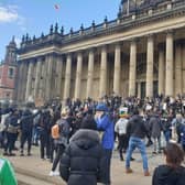 Black Lives Matters protesters outside Leeds Town Hall (photo: Rosie W).