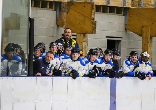 BIG ASSIST: Glenn Baldwin works the Leeds Chiefs' bench at Elland Road last season during the NIHL National clash against Sheffield Steeldogs. Picture courtesy of Mark Ferriss.