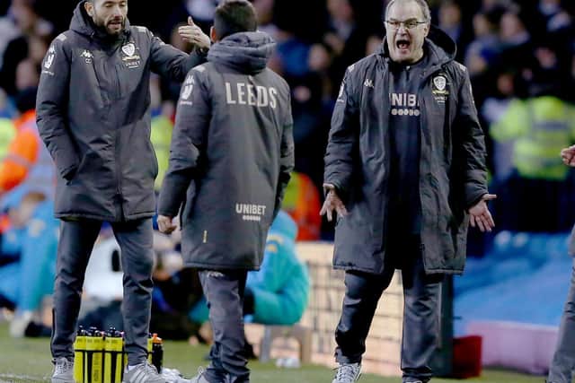 SCENES - Marcelo Bielsa's Leeds United technical area is a hive of activity. Pic: Getty