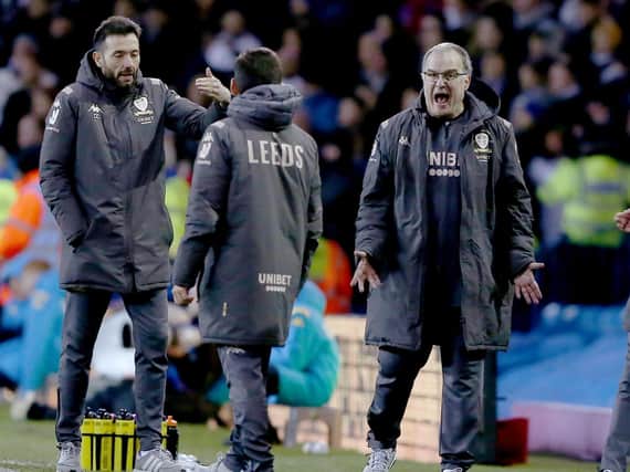 SCENES - Marcelo Bielsa's Leeds United technical area is a hive of activity. Pic: Getty
