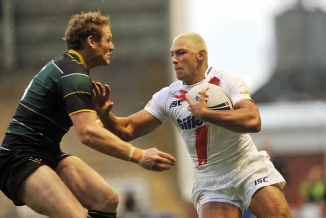 England's Ryan Hall in action, right, in action against the Exiles in 2013. Picture: Michelle Adamson.