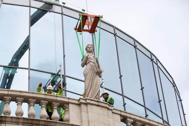 New statues being installed at The Majestic in Leeds