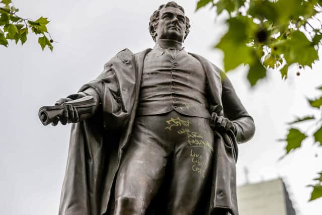 A statue of two-time British prime minister Sir Robert Peel in Piccadilly Gardens, Manchester, as a petition has been launched calling for its removal by Manchester City Council in the wake of the Black Lives Matter protests.