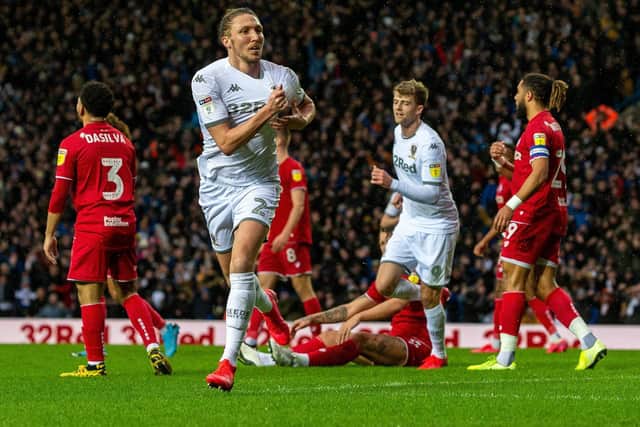 FINE SEASON: For Leeds United right back Luke Ayling, pictured celebrating his decisive strike in February's victory against his former club Bristol City at Elland Road. Picture by Bruce Rollinson.