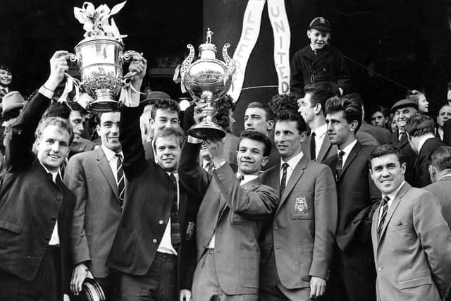 EMERGING FORCE: Leeds United celebrate promotion from the second tier of English football as 1963-64 Division Two champions. Picture by Varleys.
