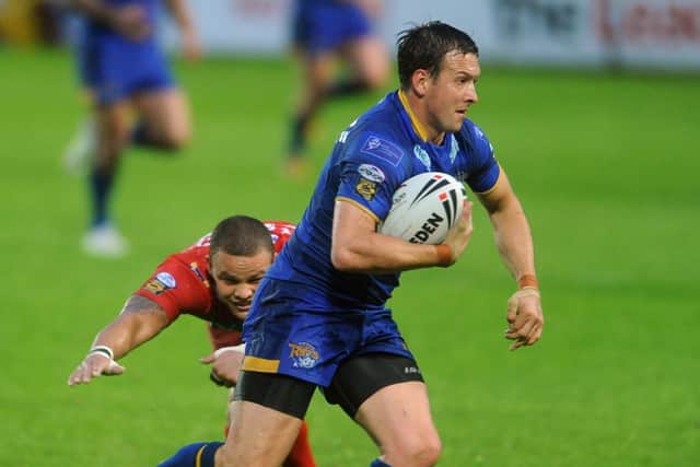 Danny McGuire goes in to score against the Crusaders in 2011. Picture: Steve Riding.