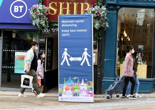 Shops in Leeds city centre are preparing to reopen on Monday. PIC: Simon Hulme