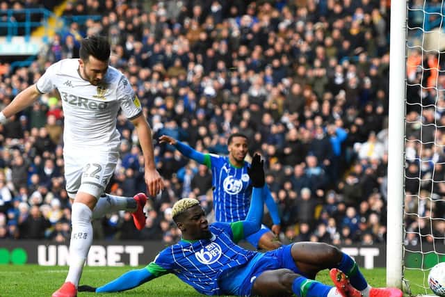 SMASH AND GRAB: Leeds United winger Jack Harrison sees an opportunity go begging in February's 1-0 reverse at home to Wigan Athletic. Photo by George Wood/Getty Images.