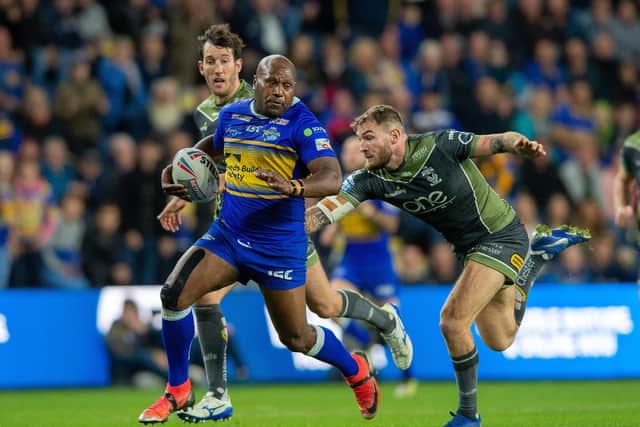 Rob Lui makes a break against Warrington - the sort of action the six-again rule could promote. Picture by Bruce Rollinson.