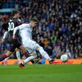TOUCH - Pablo Hernandez finding the top corner for Leeds United. Pic: Simon Hulme