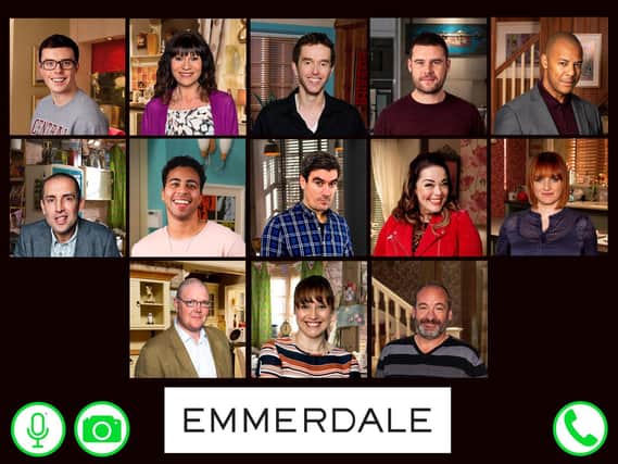 The cast taking part in the Emmerdale lockdown episodes. Picture: ITV.