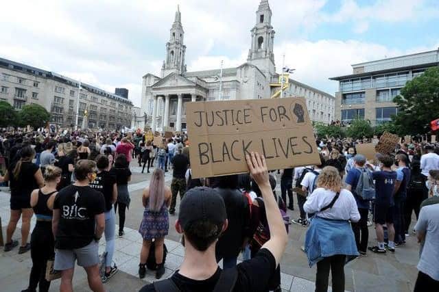 The protest in Millenium Square in Leeds on Sunday, June 14.