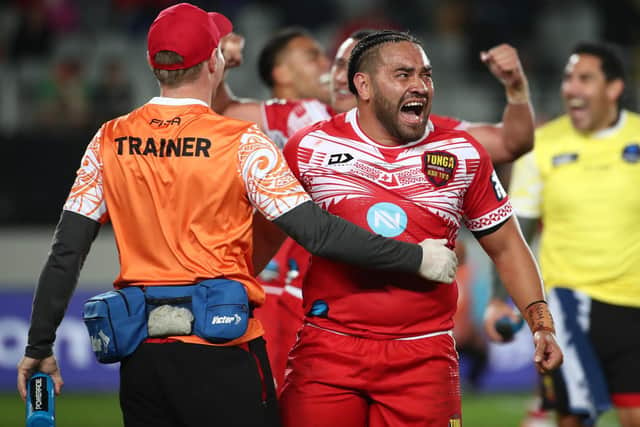 Konrad Hurrell played in Tonga's win over Austrtalia last year, to his mother's delight. Picture by Fiona Goodall/Getty Images