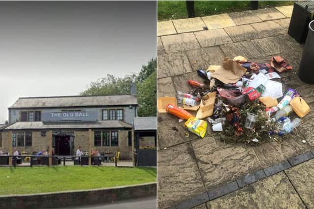 Rubbish left behind on the patio at The Old Ball in Horsforth (photo: Google / The Old Ball).