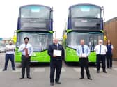 Mark Jordan (centre)  flanked by (from far left Adam Johnson, depot administrator, Avtar Mudhar, staff manager and (from far right) Alyson Rowden, customer services supervisor, Tony Aimson, operations supervisor and Alistair Timmis, operations manager.