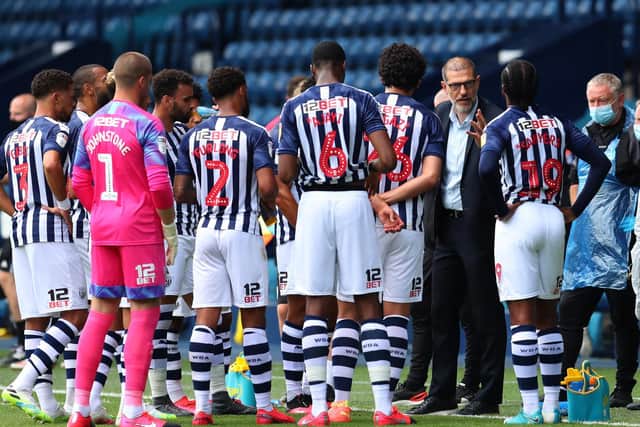 FIRST STEPS BACK: West Brom boss Slaven Bilic talks to his team during Saturday's goalless draw at home to Birmingham City. Photo by Catherine Ivill/Getty Images.