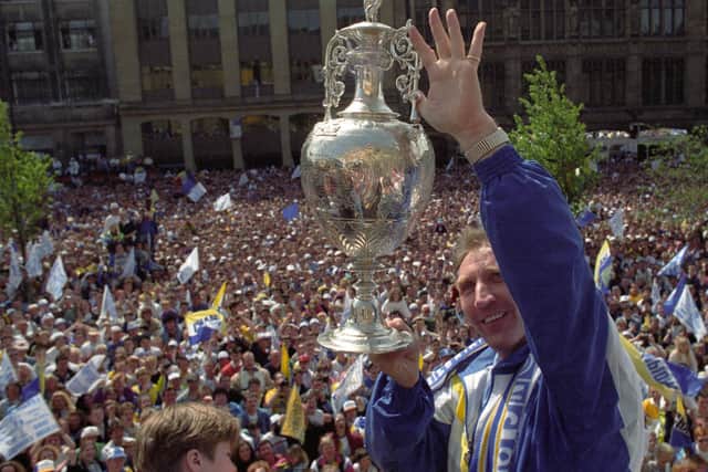 Former Leeds United manager Howard Wilkinson with the 1992 First Division trophy. (JPIMedia)