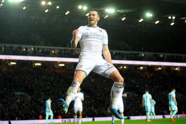 NEW HEIGHTS: Leeds United's Manchester City loanee Jack Harrison celebrates his strike in November's 2-0 win at home to Queens Park Rangers. Picture by Simon Hulme.