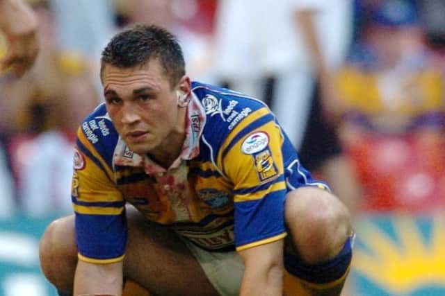 Kevin Sinfield at the end of the 2005 Challenge Cup final. Picture by Steve Riding.
