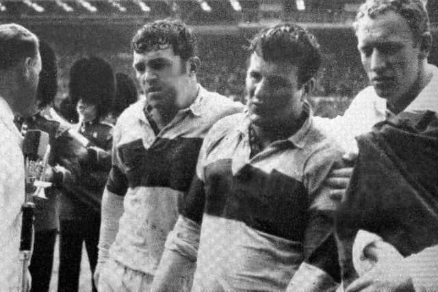 Wakefield Trinity's Don Fox, centre, was man of the match when Leeds won the Cup in 1968.