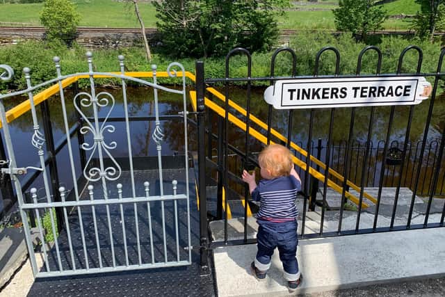 Danielle and Michael Almond's one-year-old son Edward at the Tinkers Terrace, named after grandpa Brian Almond who passed in 2019.