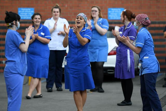 The clap for carers at Leeds General Infirmary on May 28. Picture: Jonathan Gawthorpe