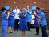 The clap for carers at Leeds General Infirmary on May 28. Picture: Jonathan Gawthorpe