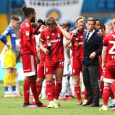 FRUSTRATION: Boss Scott Parker with his Fulham players during a drinks break of Saturday's 2-0 loss at Leeds United. Picture by Martin Rickett/PA Wire.