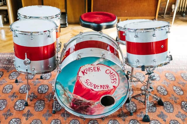 Drum kit belonging to former Kaiser Chiefs drummer Nick Hodgson, which is being auctioned for NHS charities. Picture: Nick Baines