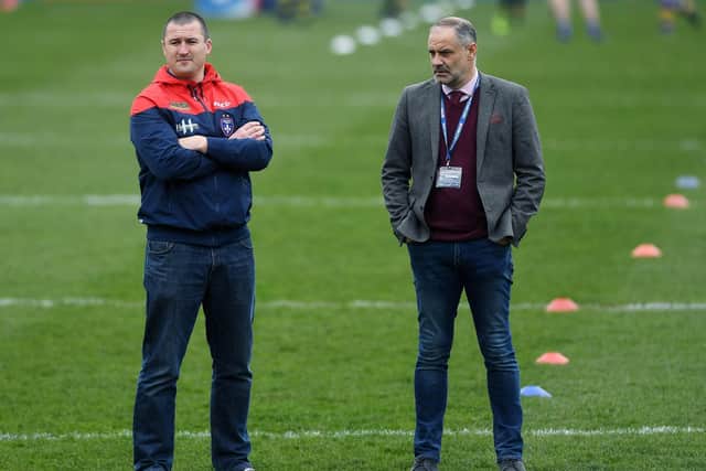 Wakefield head coach Chris Chester with owner and chairman Michael Carter.
(
Picture: Jonathan Gawthorpe)