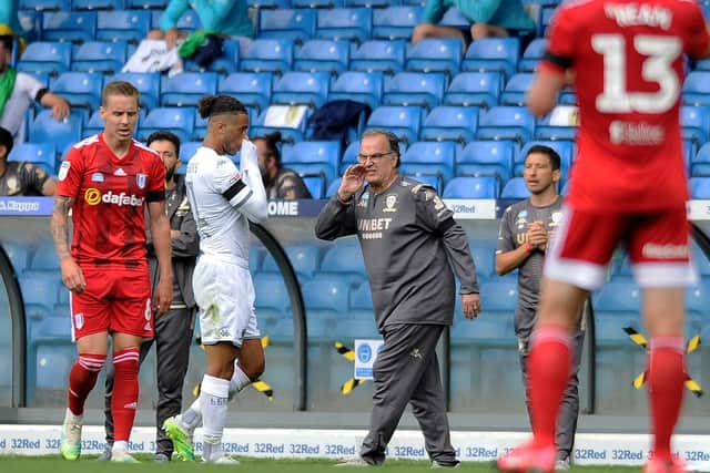 RINGING THE CHANGES: Whites head coach Marcelo Bielsa shouts out instructions during Saturday's 3-0 win at home to Fulham. Picture by Simon Hulme.