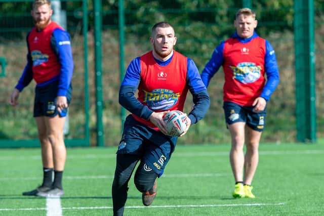 A Rhinos training session at Kirkstall before the Covid-19 shutdown. Picture by Bruce Rollinson.