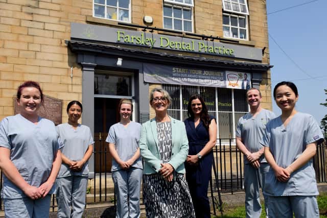 Staff at the Farsley Dental Practice which has been treating emergency patients during lockdown. Picture: Gary Longbottom
